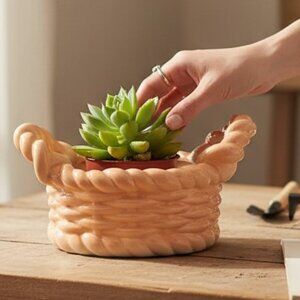 VTG Teleflora Planter Basket Weave Basket Brown Round CottageCore Country Decor